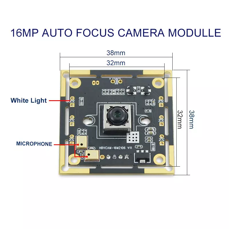 HBVCAM 16MP Auto Focus UVC Sony IMX298 Plug and Play USB Camera Module  For Windows Android Mac Linux USB2.0 Driverless