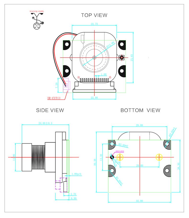 Raspberry Pi Camera Module with Automatic IR-Cut Night Vision Camera 5MP 1080p HD Webcam for Raspberry Pi 3 Model B